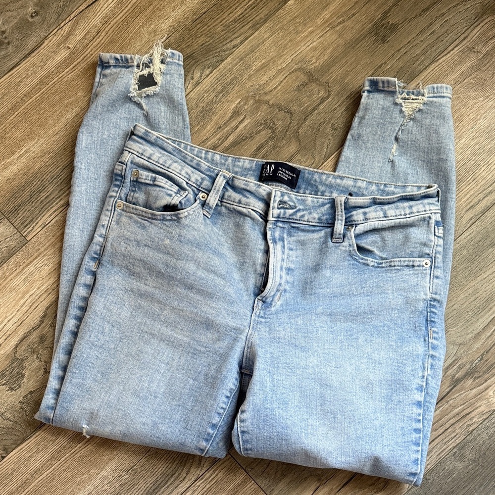 GAP Light Blue Ripped Skinny Jeans - Picture 4 of 9